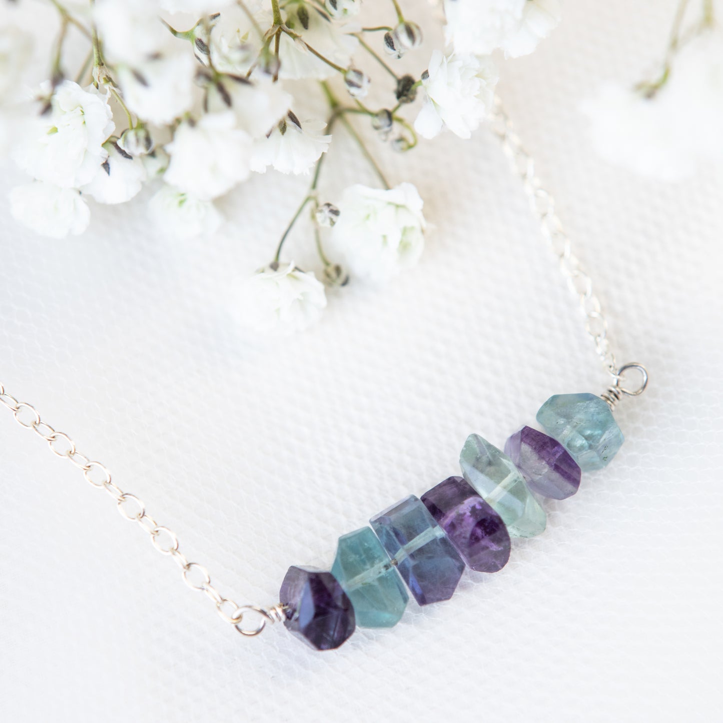 Raw Fluorite Crystal Necklace