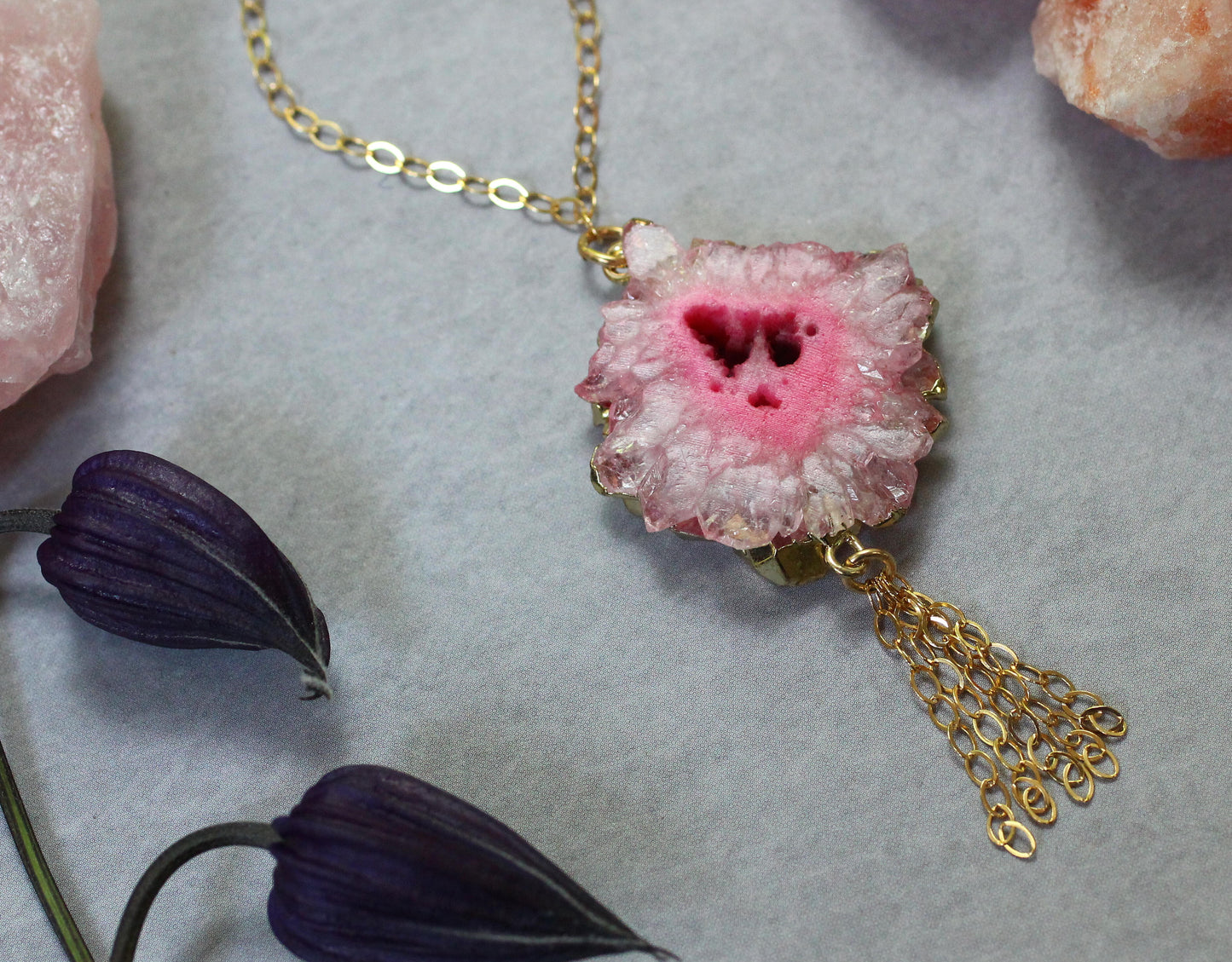 Raw Stone Solar Quartz Necklace