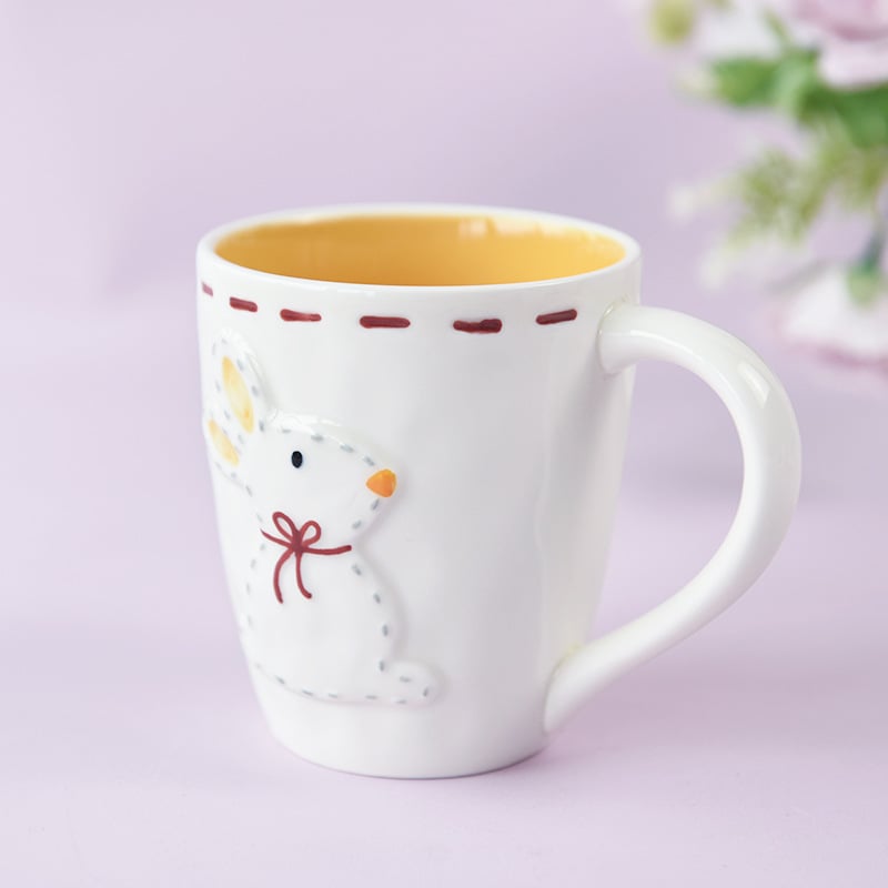 High temperature relief three-dimensional cartoon rabbit mug and spoon set