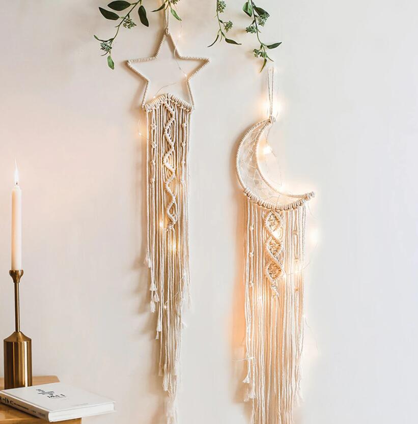 Star Moon Sun Macrame Dream Catcher Boho Home Wall Decor