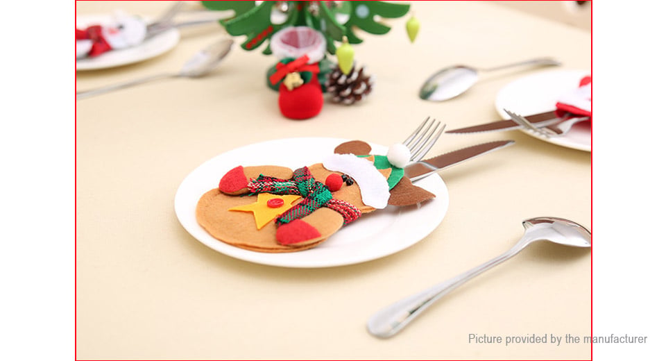 Santa Claus/Snowman Heart Cutlery Tableware Holder Christmas Decor