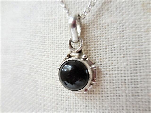 Black onyx pendant necklace, 925 sterling silver pendant with black onyx on sterling silver rolo chain, Unique Necklace, Gift for Her