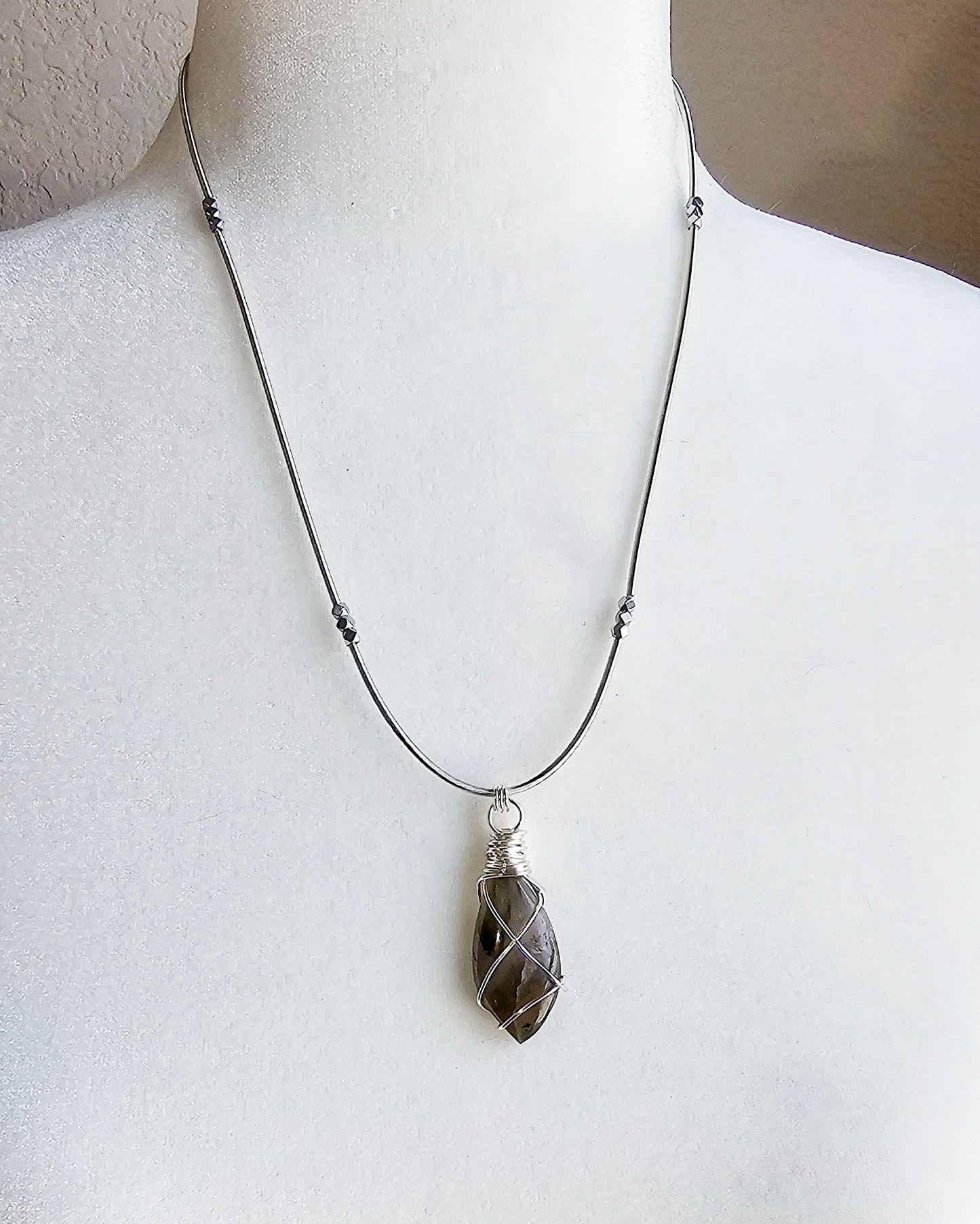 Wire Wrapped Labradorite Pendant Necklace