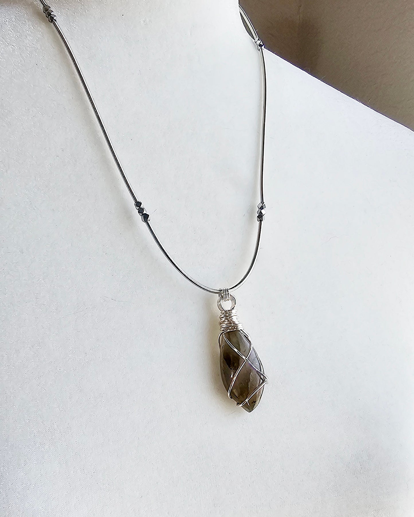 Wire Wrapped Labradorite Pendant Necklace