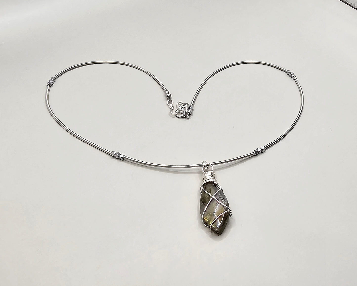 Wire Wrapped Labradorite Pendant Necklace