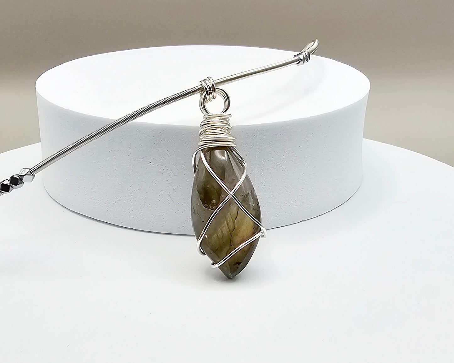 Wire Wrapped Labradorite Pendant Necklace