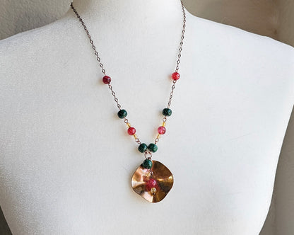 Copper Tropical Flower Pendant Necklace