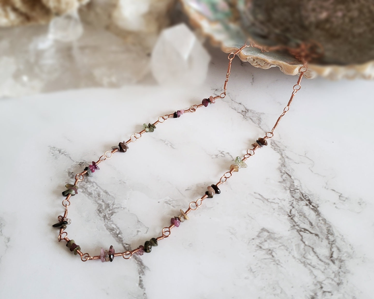 Rainbow Tourmaline Copper Necklace