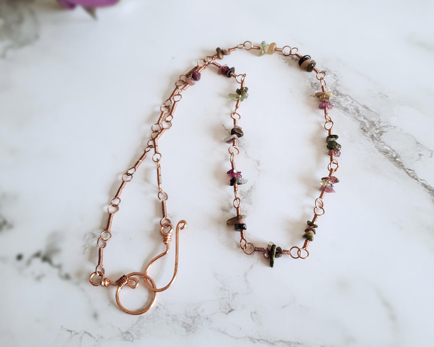 Rainbow Tourmaline Copper Necklace