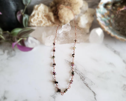 Rainbow Tourmaline Copper Necklace