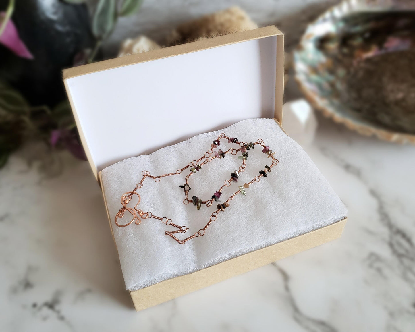 Rainbow Tourmaline Copper Necklace