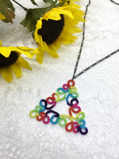 Rainbow Triangle Pendant Necklace