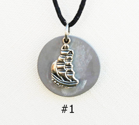Faux Cement Pendants with Nautical Charms 1 - 4