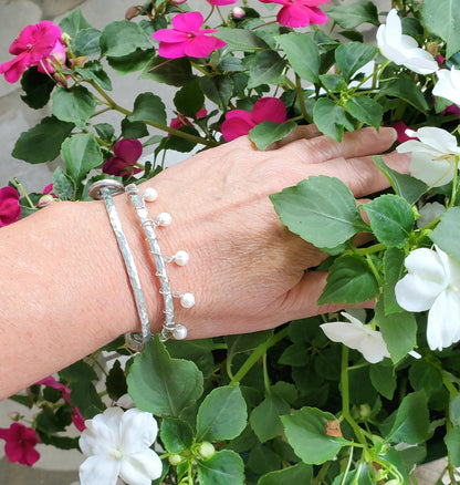 Swirl Bangle Bracelet with Pearls