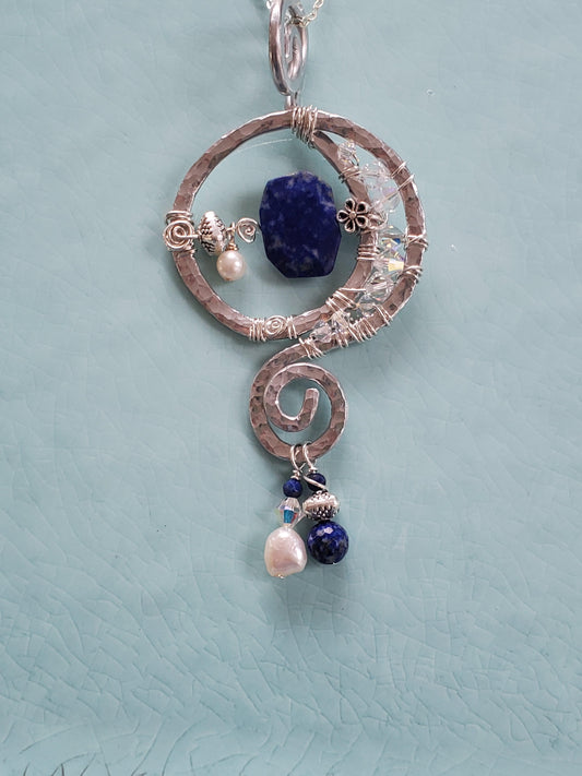 Lapis Artsy Necklace - Lapis Lazuli Necklace