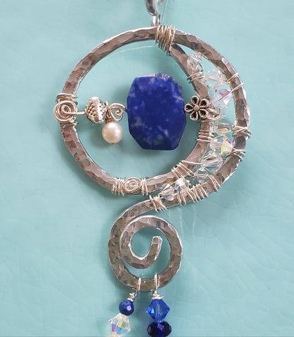 Lapis Artsy Necklace - Lapis Lazuli Necklace