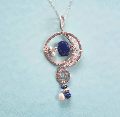 Lapis Artsy Necklace - Lapis Lazuli Necklace