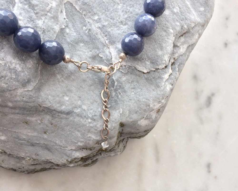 Blue faceted bead necklace