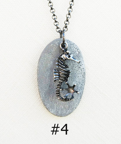 Faux Cement Pendants with Nautical Charms 1 - 4