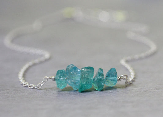 Raw Blue Apatite Necklace