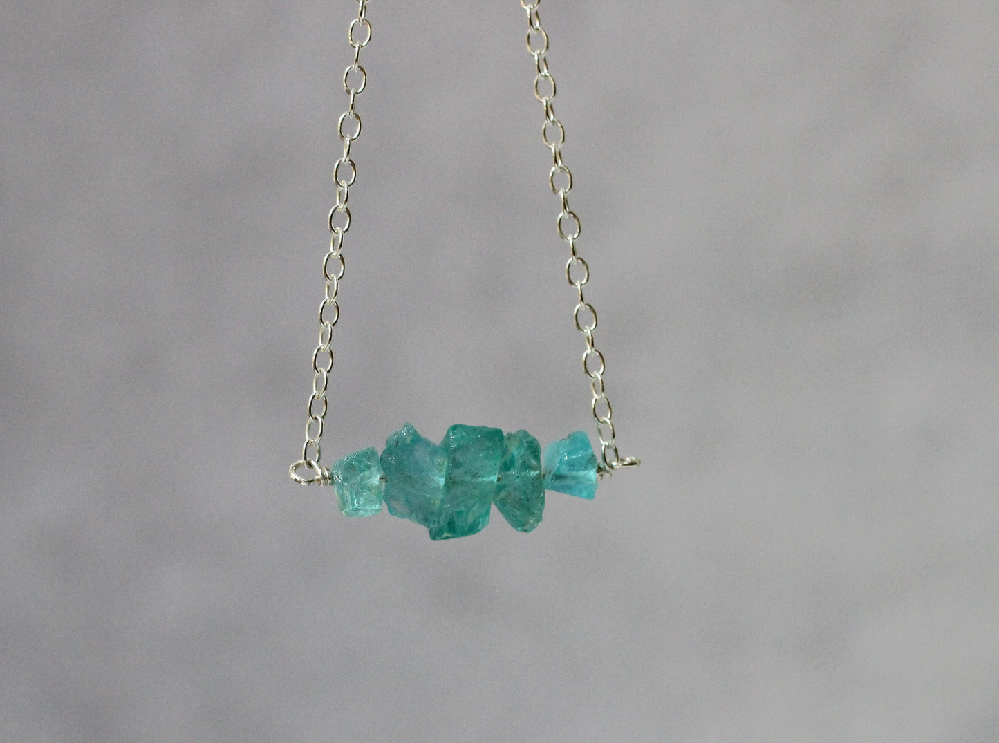 Raw Blue Apatite Necklace