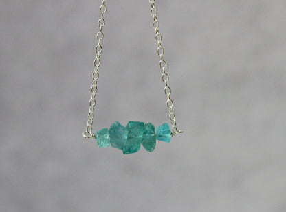 Raw Blue Apatite Necklace