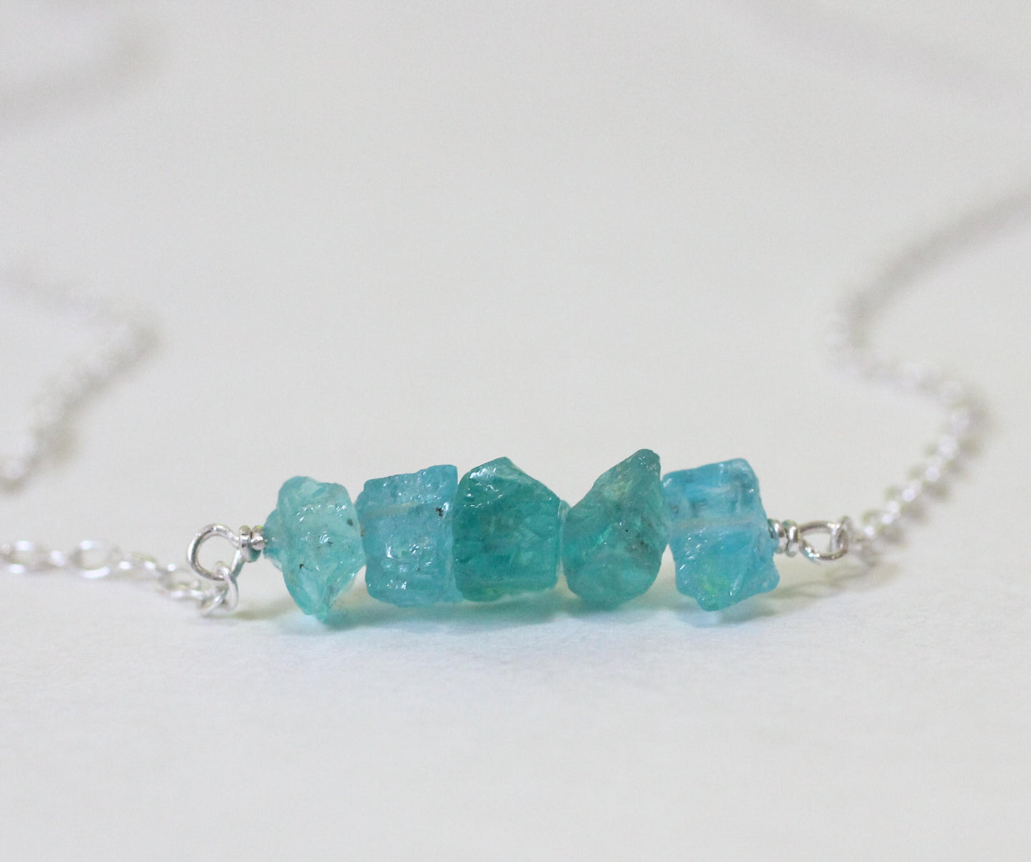 Raw Blue Apatite Necklace