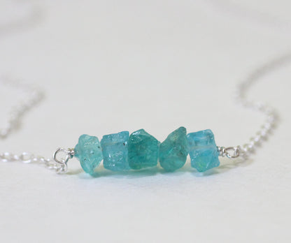 Raw Blue Apatite Necklace