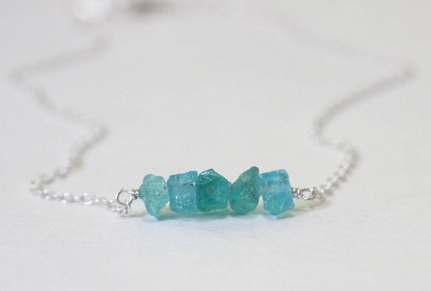 Raw Blue Apatite Necklace