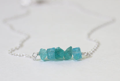 Raw Blue Apatite Necklace