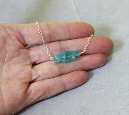 Raw Blue Apatite Necklace