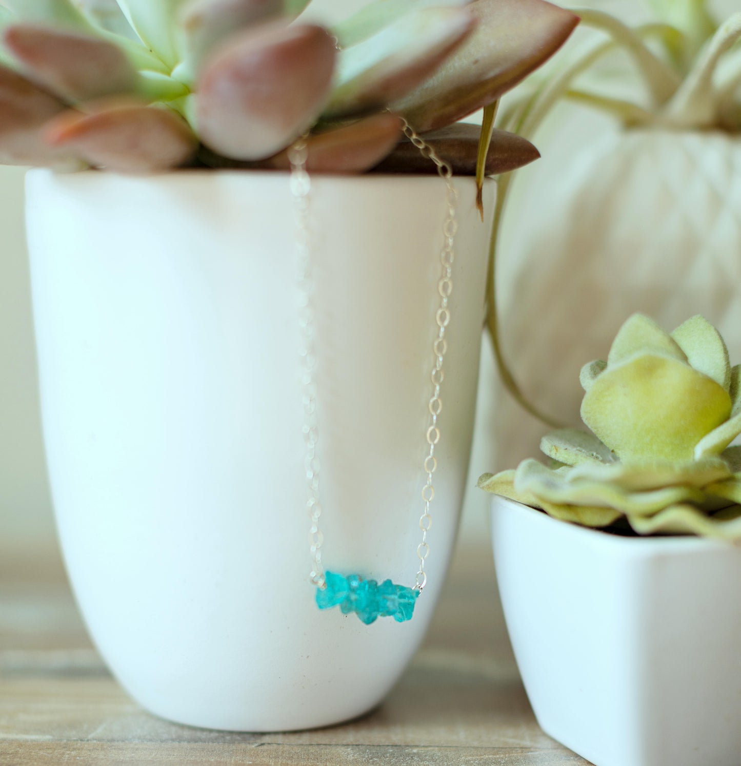 Raw Blue Apatite Necklace