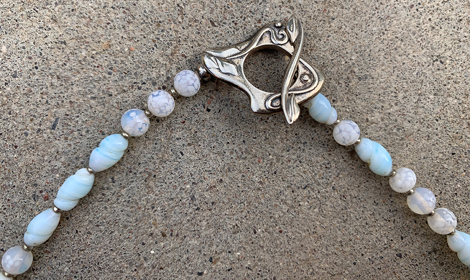 Necklace Set | "Snow-sprinkled" aqua Cherry Brand rounds, mid-century pale blue and opaline rounds and ovals