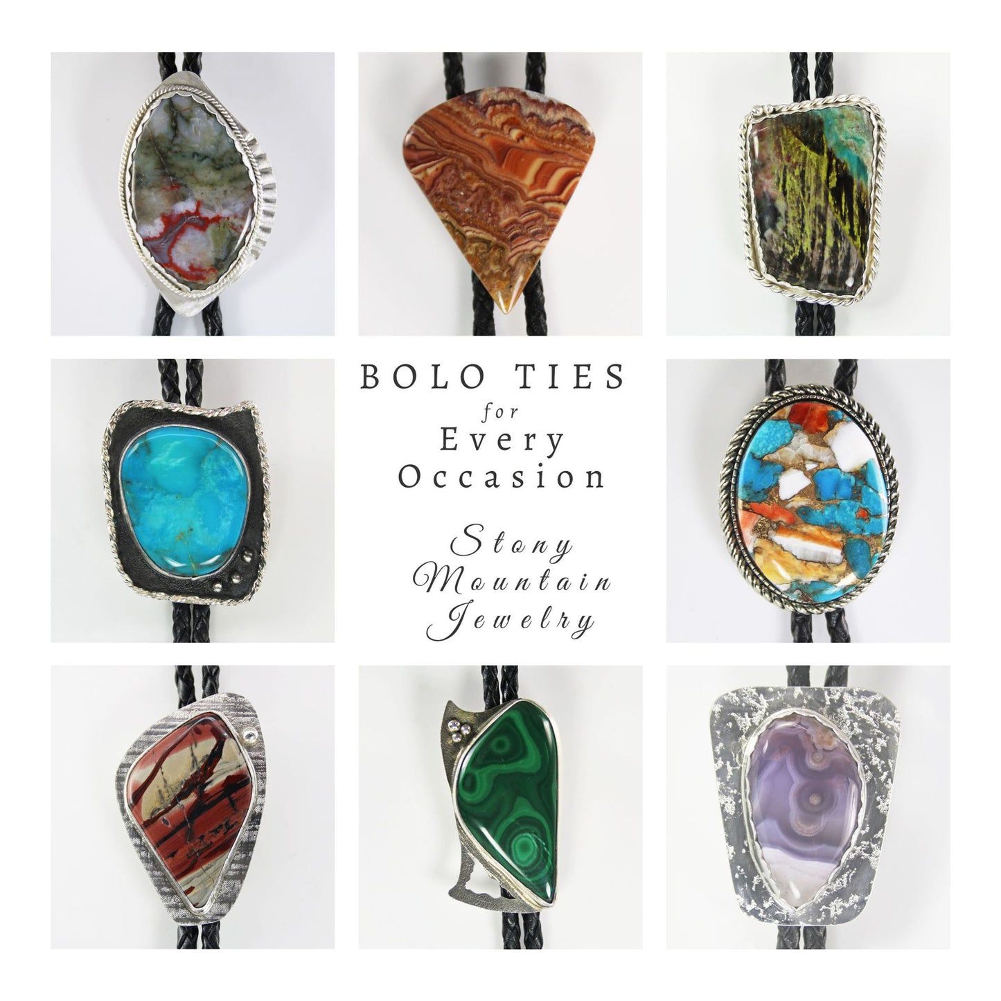 Blue Lace Agate Bolo Tie, Handmade Bolo Tie for Men or Women, Sterling Silver Bolo Tie, Wedding Bolo Tie, Unique Western Bolo Tie
