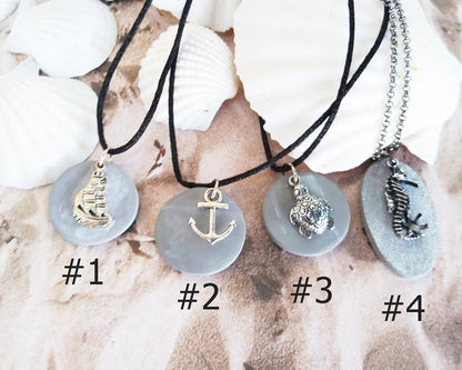 Faux Cement Pendants with Nautical Charms 1 - 4