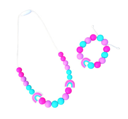 Kids Bright Rainbow Necklace made from Silicone Beads