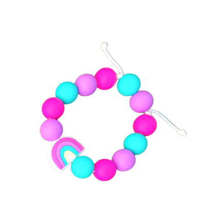 Kids Bright Rainbow Necklace made from Silicone Beads