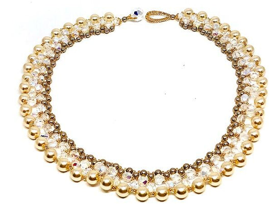 Pearl Bridal Beadweaving Necklace