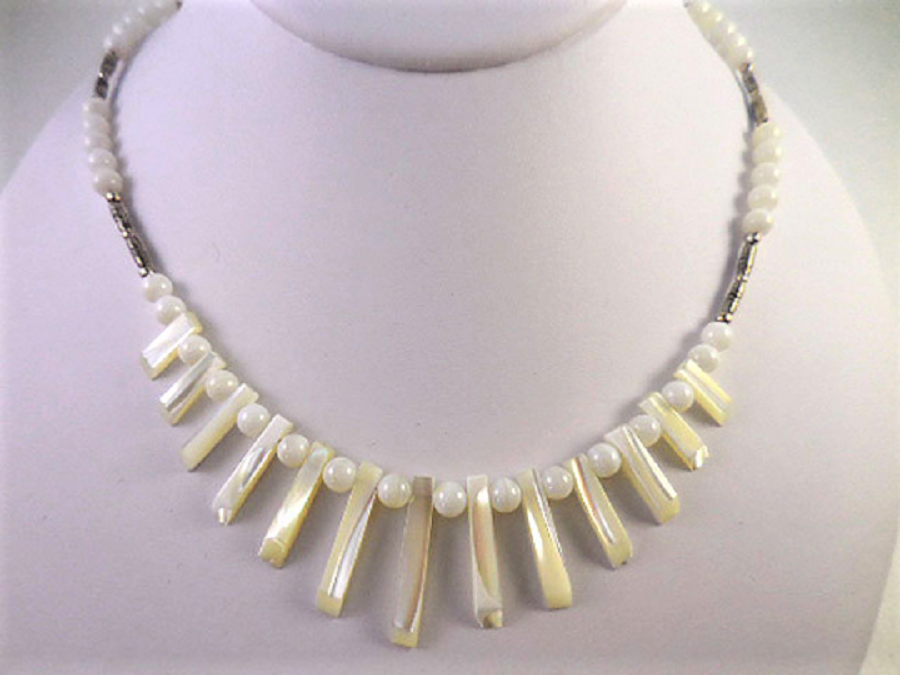 Mother of Pearl Fan Necklace