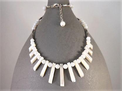 Mother of Pearl Fan Necklace
