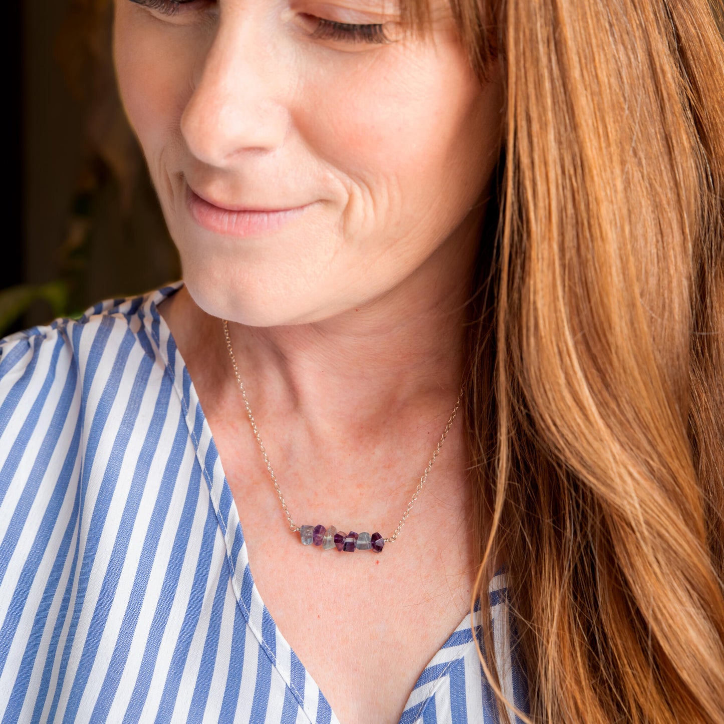 Raw Fluorite Crystal Necklace