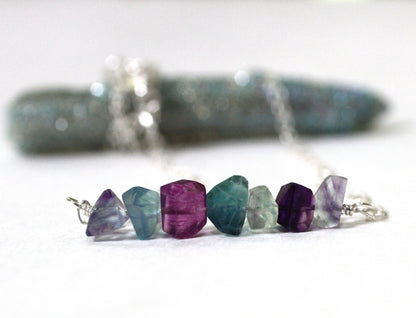 Raw Fluorite Crystal Necklace