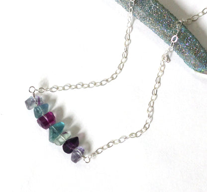 Raw Fluorite Crystal Necklace