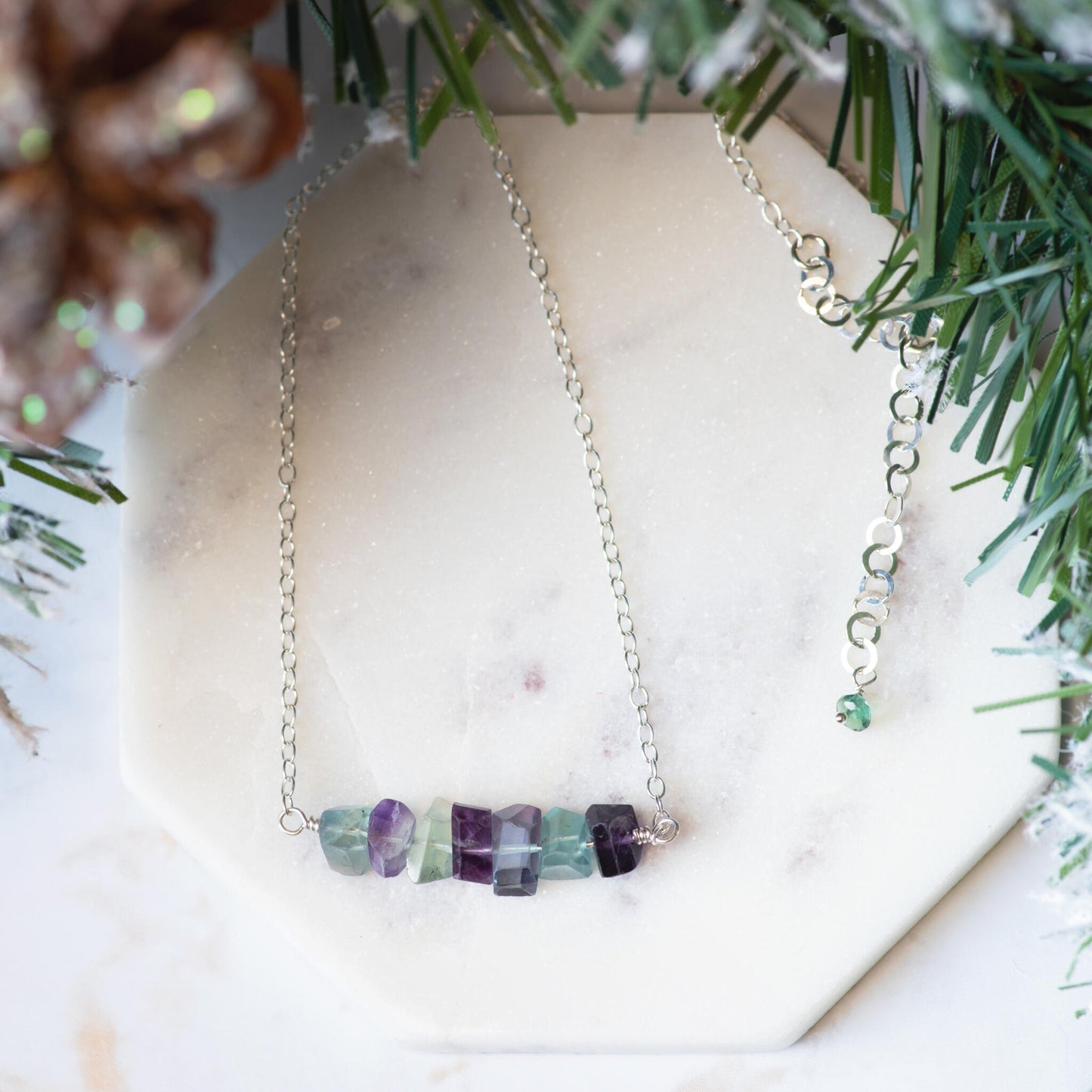 Raw Fluorite Crystal Necklace