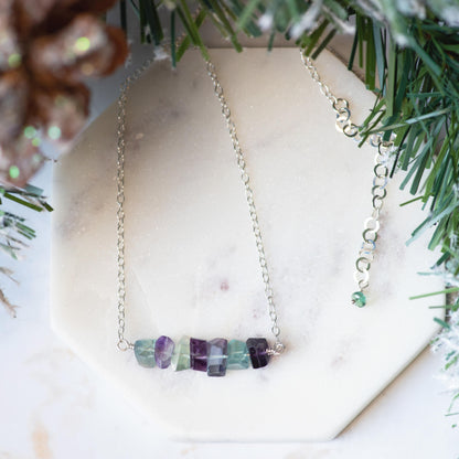 Raw Fluorite Crystal Necklace