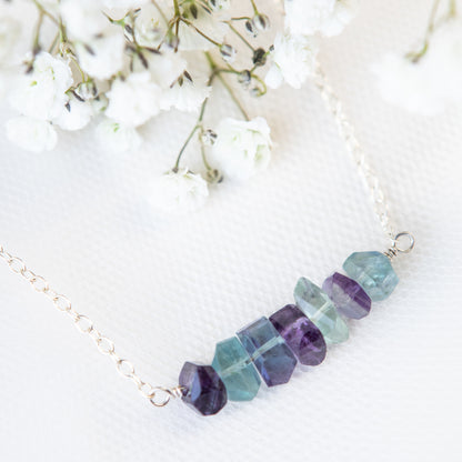 Raw Fluorite Crystal Necklace