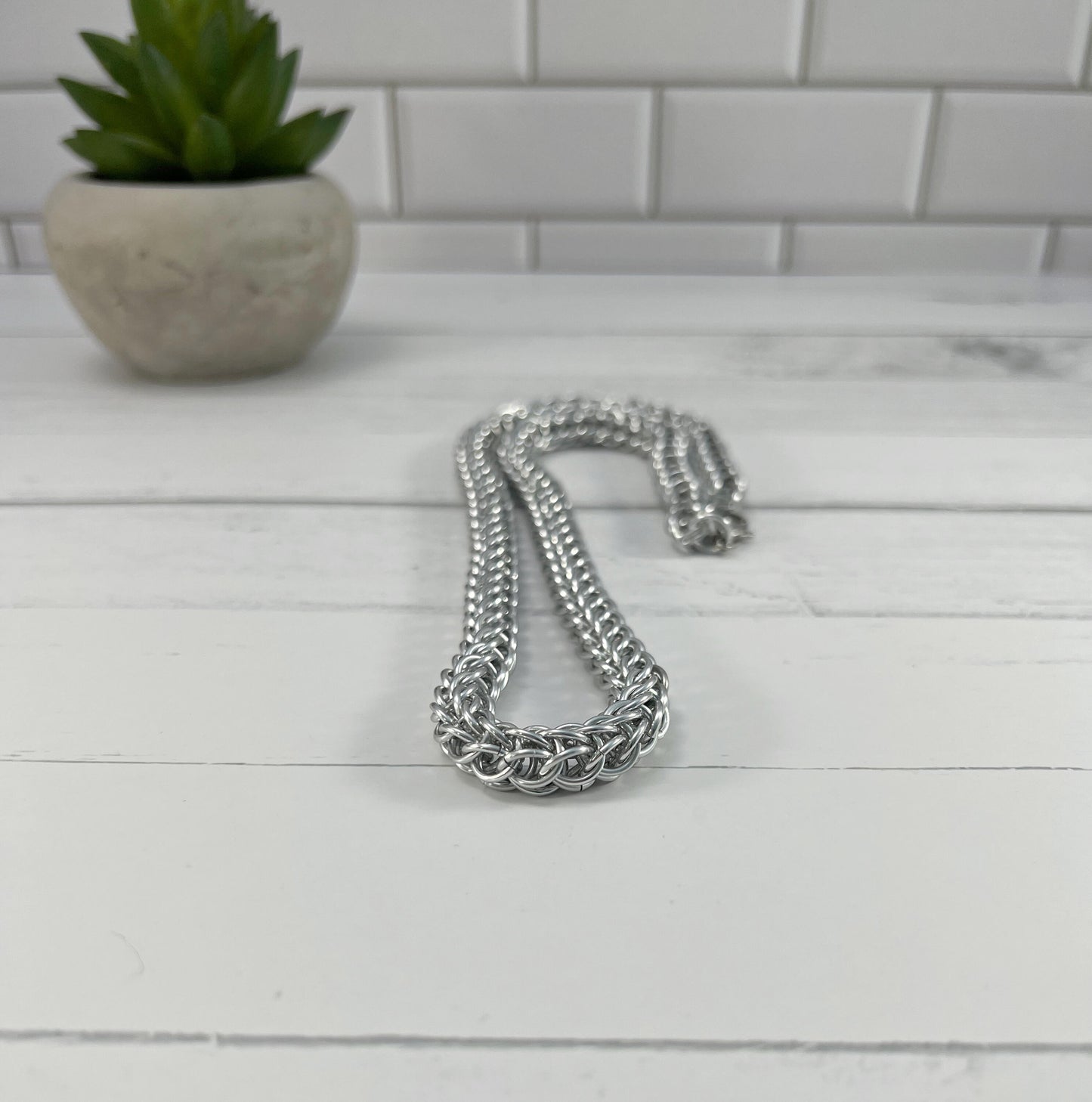 Full Persian Chainmaille Necklace, Aluminum Chain, 18-26 Inch
