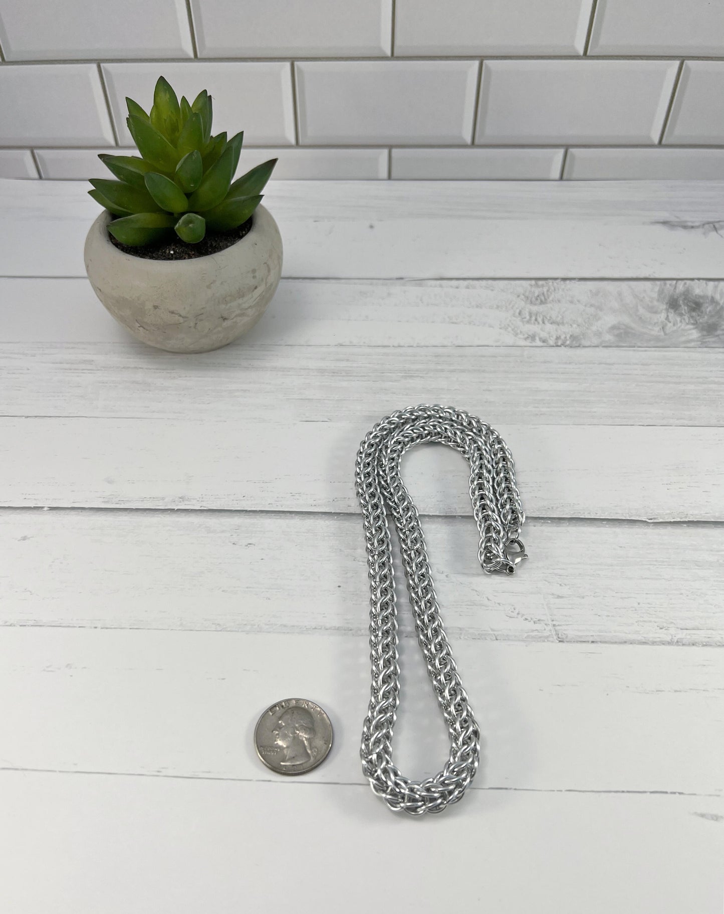 Full Persian Chainmaille Necklace, Aluminum Chain, 18-26 Inch