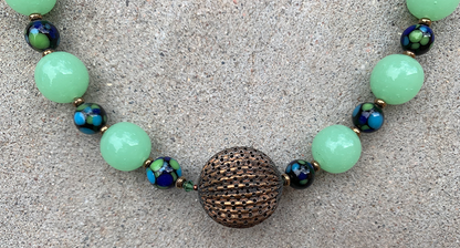 Necklace Set | Vintage Japanese and Italian lampwork beads, brass focal bead