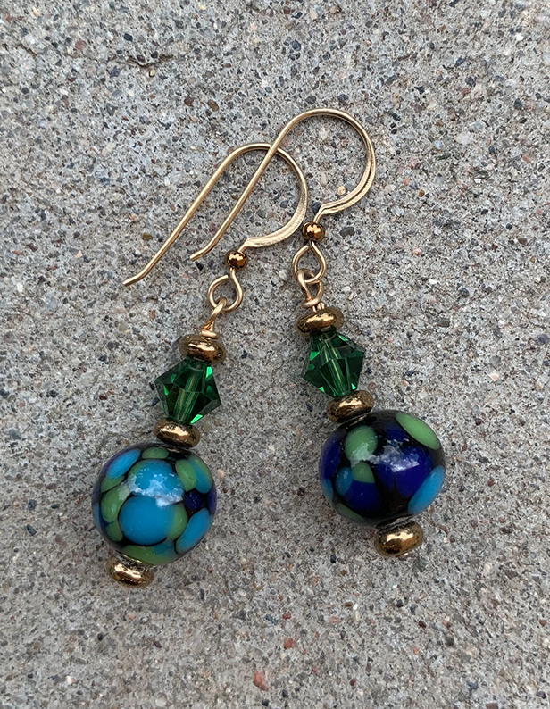 Necklace Set | Vintage Japanese and Italian lampwork beads, brass focal bead